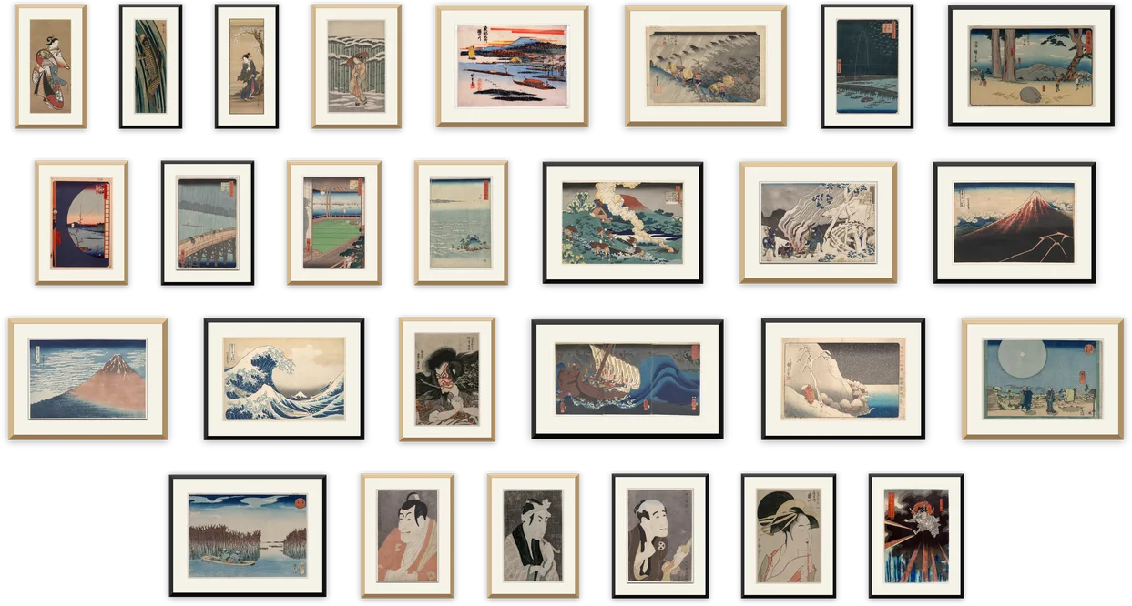 All 27 framed prints in the Ukiyo-e pack