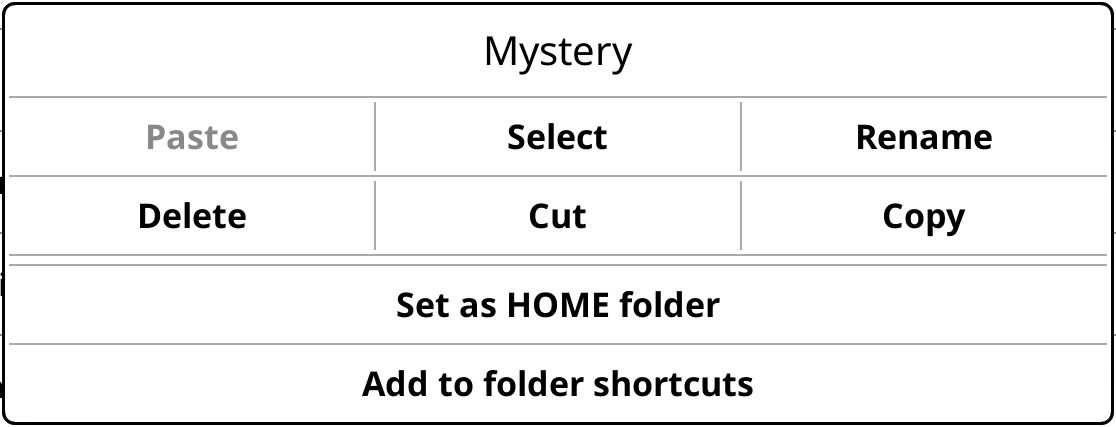 Long-press a folder in the file browser