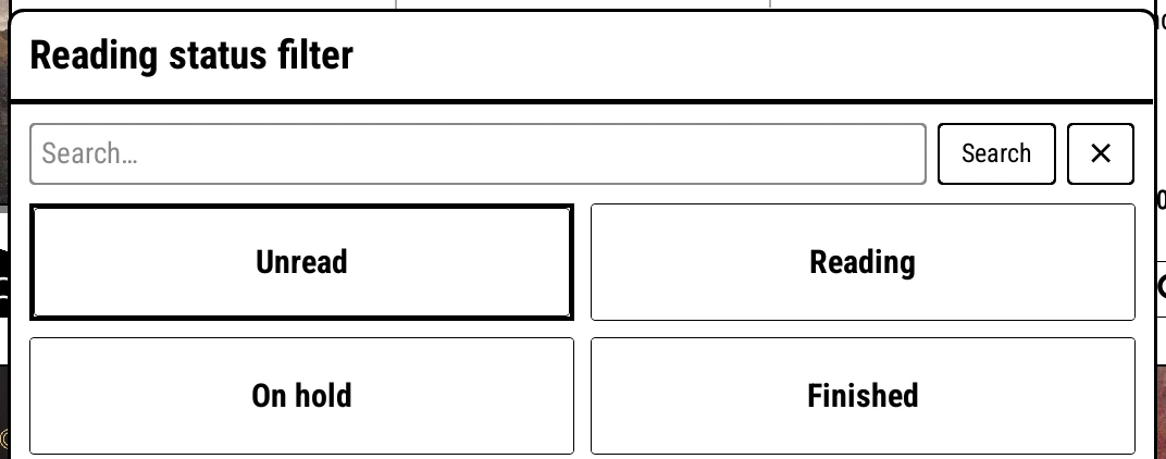 Reading status filter