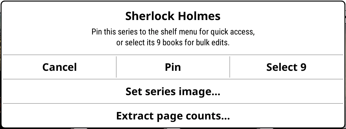 Group menu for a series