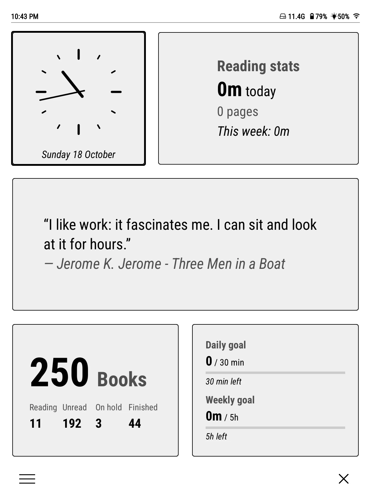 Full screen, from the footer's grid button.