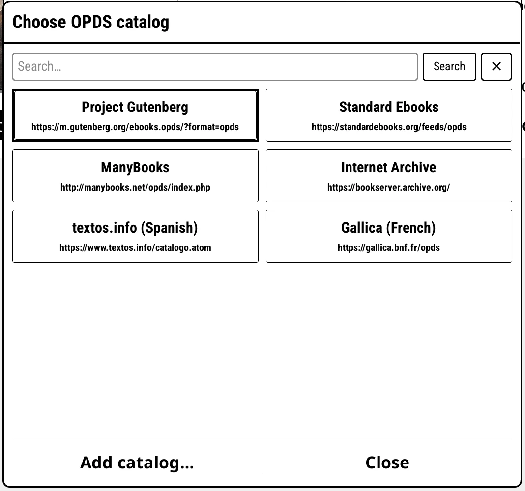 Choose OPDS catalog