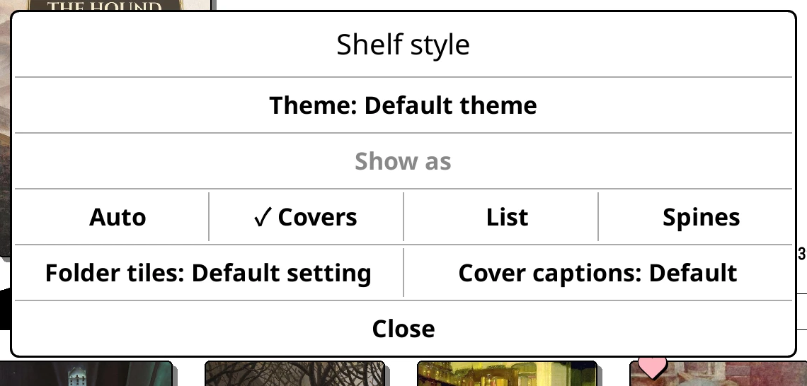 Shelf style: Covers
