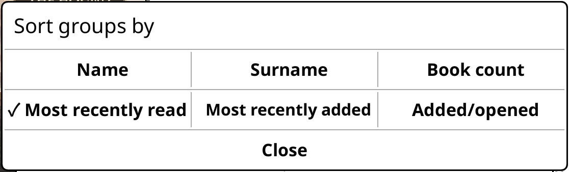 Level 1 on a grouped shelf: Sort groups by