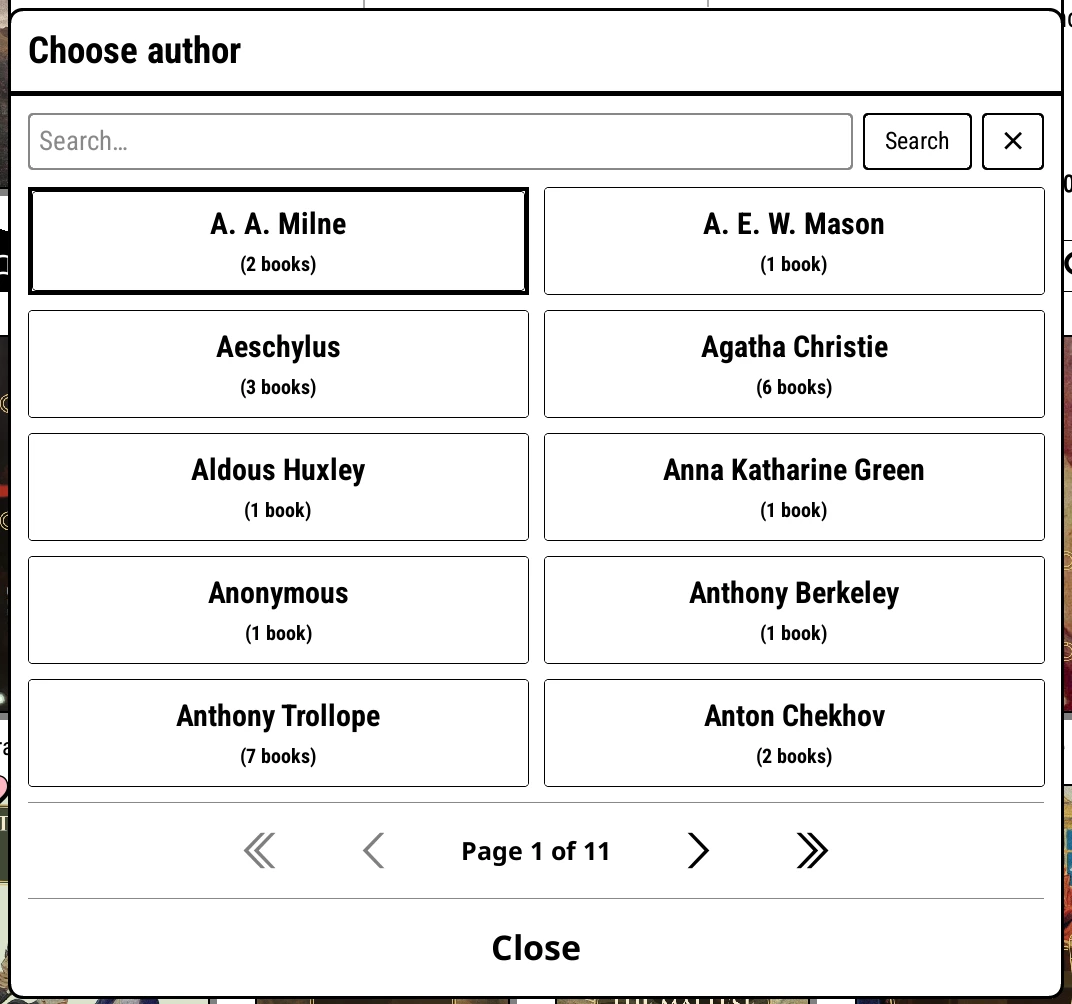 Specific author… opens Choose author