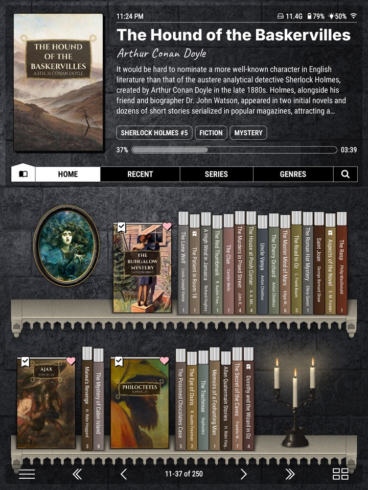 Macabre: a Gothic stone shelf, by candlelight.